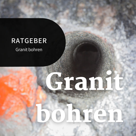 Granit bohren - Blog Post Vorschaubild. Auf dem Bild ist ein Bohrloch nach dem Granit bohren zu sehen.