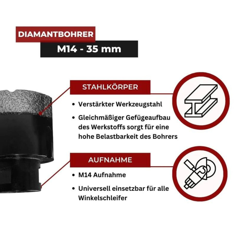 35 – Granit | iynx Tools mm Naturstein Hahnlochbohrer Diamantbohrer &