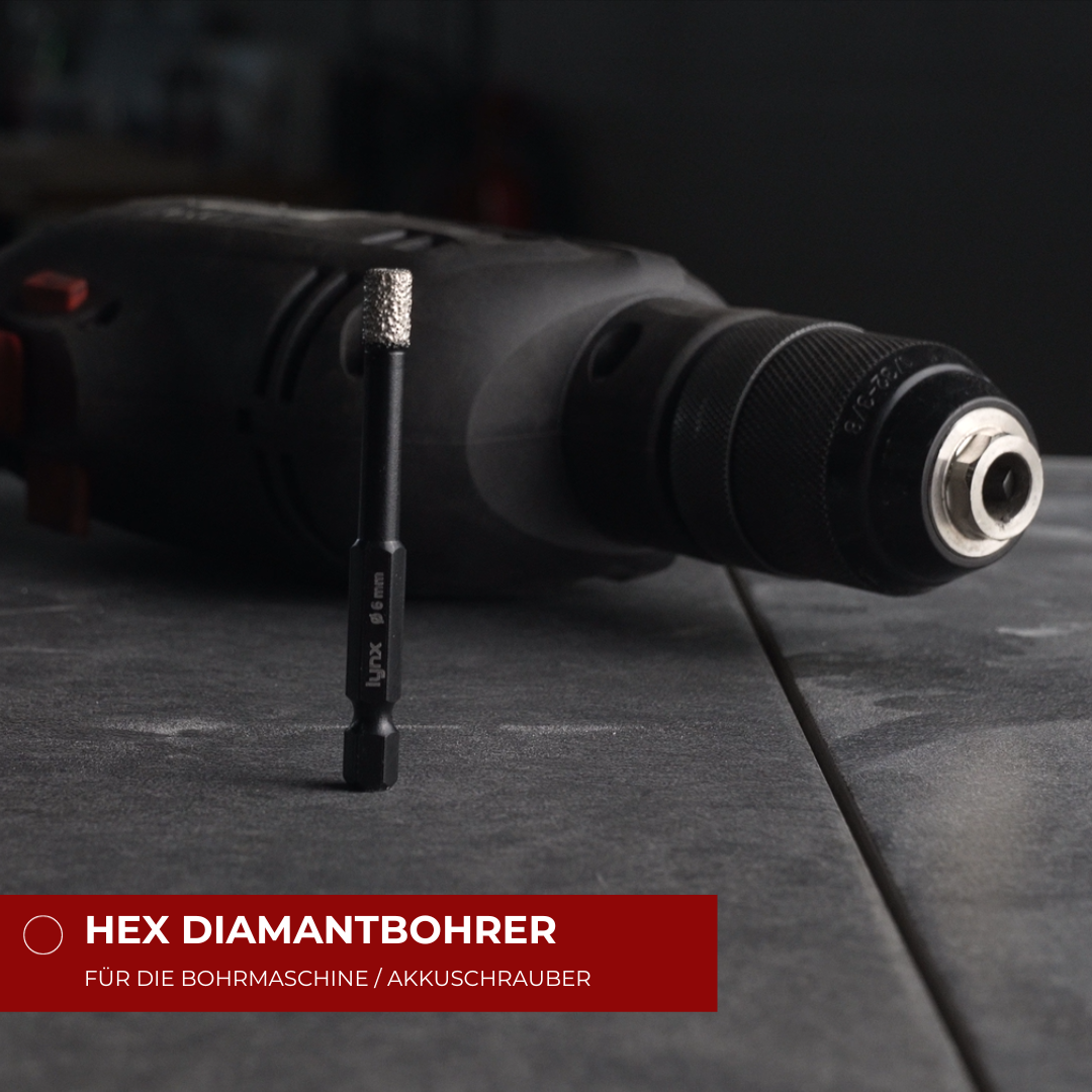 Diamantbohrer mit HEX Aufnahme für die Bohrmaschine / den Akkuschrauber