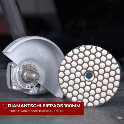 Diamantschleifpads mit 100mm Durchmesser für die Winkelschleifmaschine / Flex