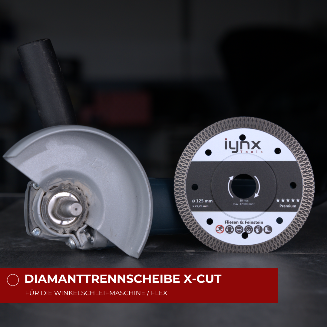 Diamanttrennscheibe Fliesen X-CUT | 125 mm Flex & Winkelschleifer – iynx  Tools | Trennscheiben