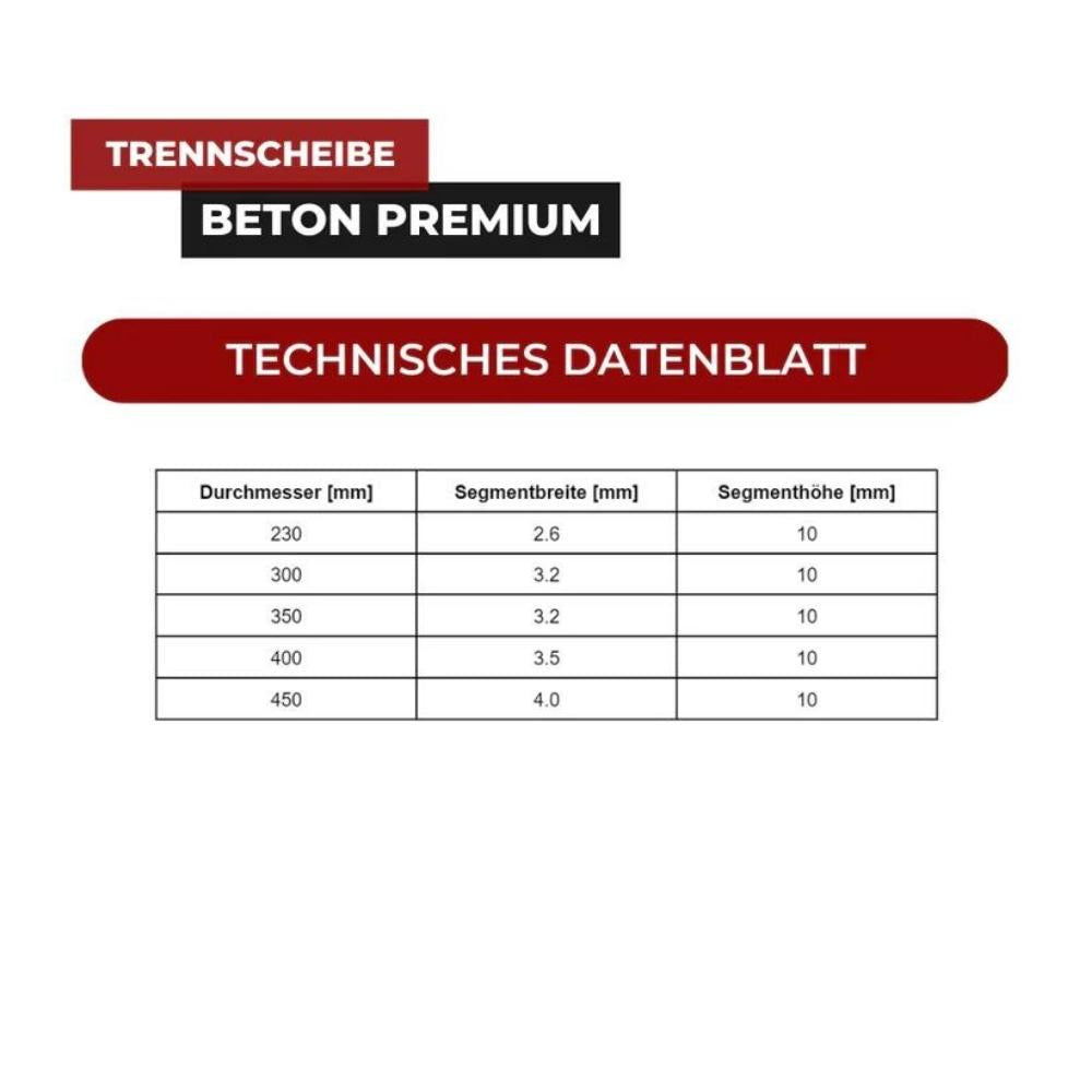 Technisches Datenblatt Beton Premium Trennscheibe